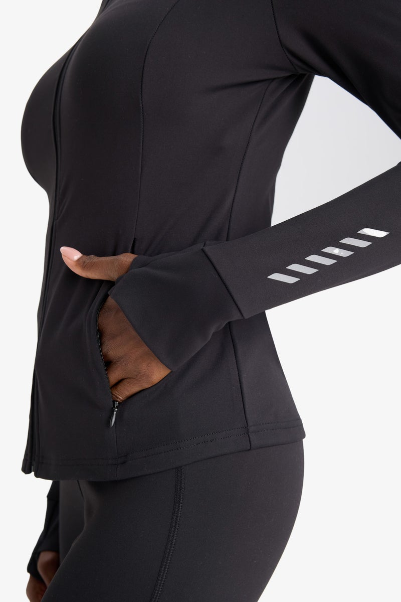 DeFacto Black Woman Slim Fit Stand Collar Zip-Up Sweatshirt Casual - Image 5